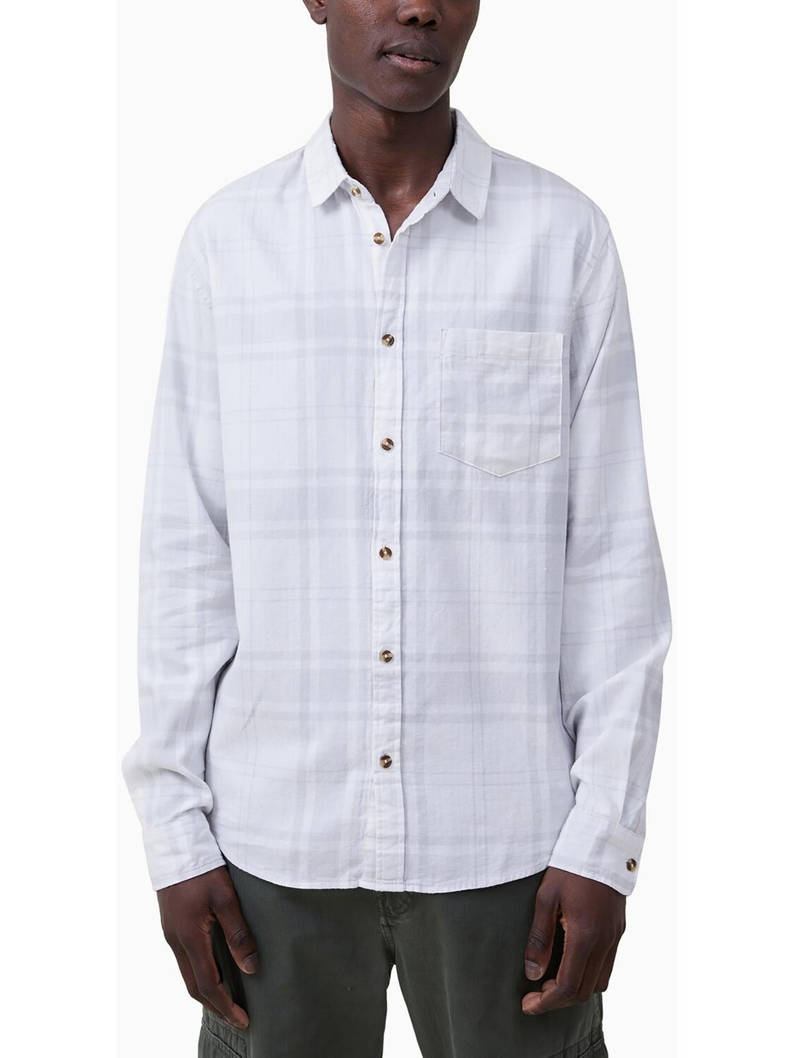 

Мужская рубашка на пуговицах с клетчатым воротником Camden Cotton On, цвет Ecru Bold Check