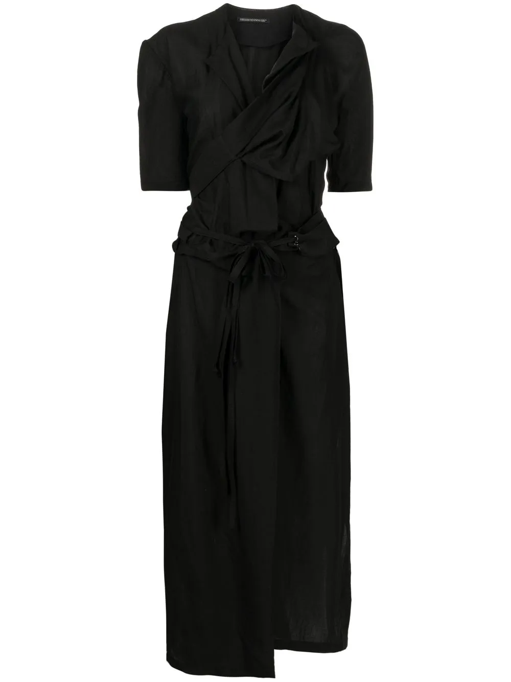 

Пальто с короткими рукавами и поясом Yohji Yamamoto, черный