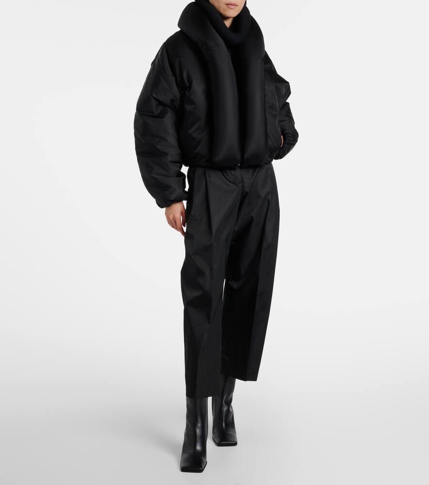 Укороченные зауженные брюки-сатин с высокой талией Alaïa, Noir Alaia — фото 2
