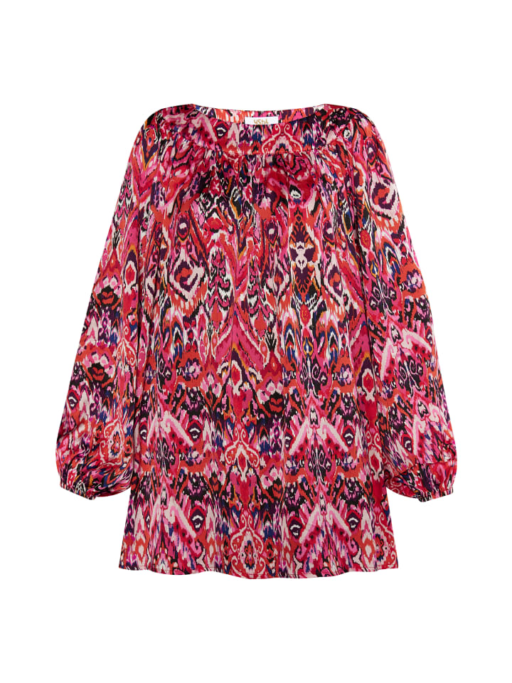 

Женская блузка розового цвета с разноцветными вставками usha FESTIVAL