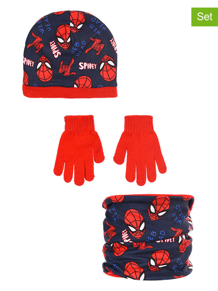 

Spiderman Комплект из 3 предметов: шапка, перчатки и шарф-петля "Человек-паук" темно-синего/красного цвета