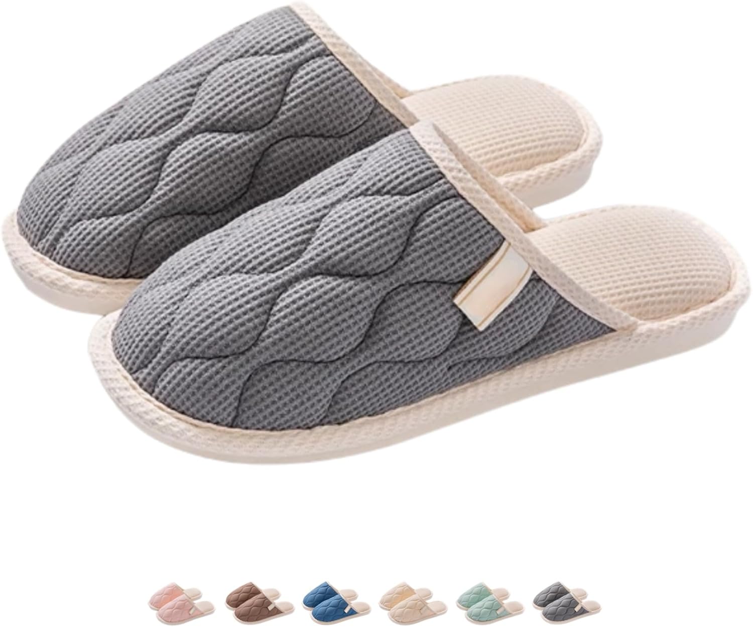 

Тапочки iwhgrmp Linen House для пары, легкие домашние тапочки с мягкой подошвой, комнатные тапочки, обувь с нескользящей подошвой, плюшевые хлопковые осенние тапочки, шлепанцы, теплые зимние тапочки для женщин и мужчин, серый