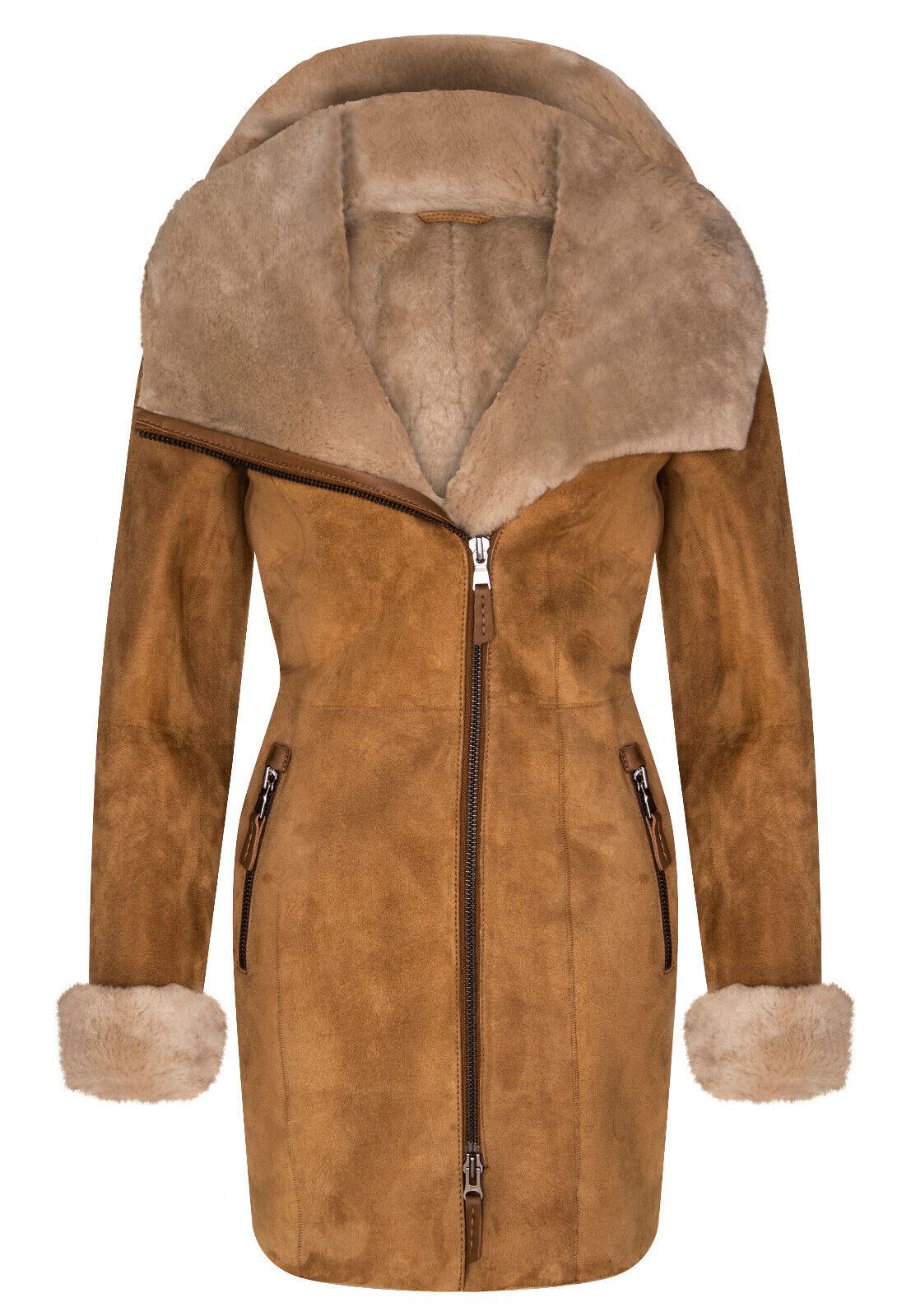 

Женское мериносовое пальто с капюшоном Ryde на овчине Infinity Leather, Tan
