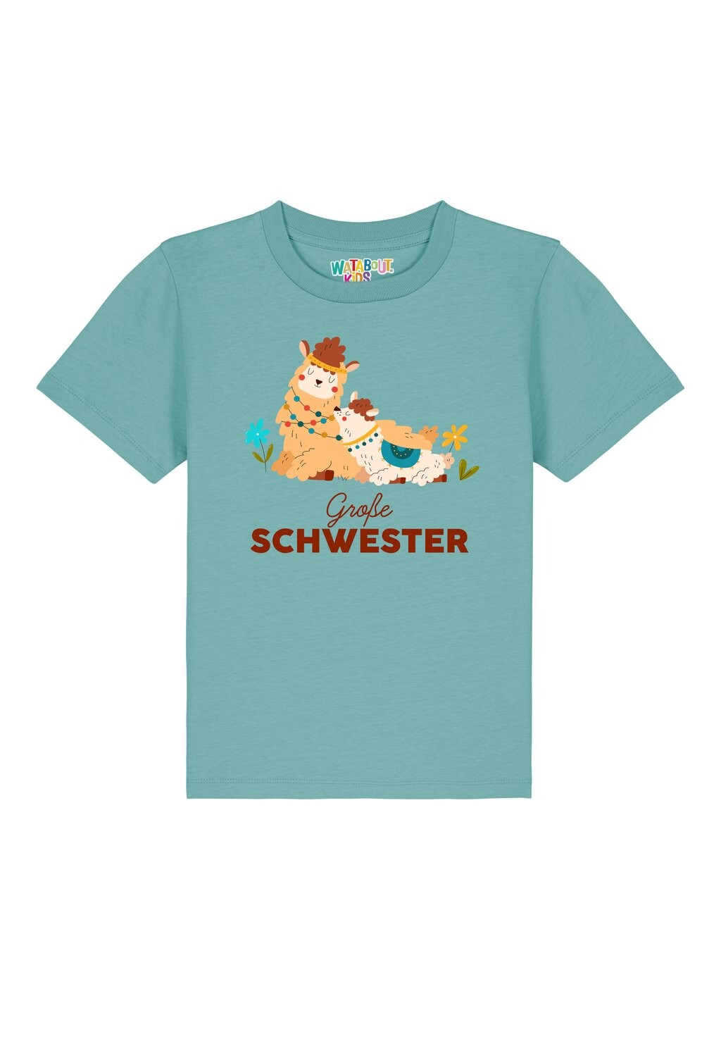

Футболка с принтом LAMA GROSSE SCHWESTER Watapparel, цвет teal monstera