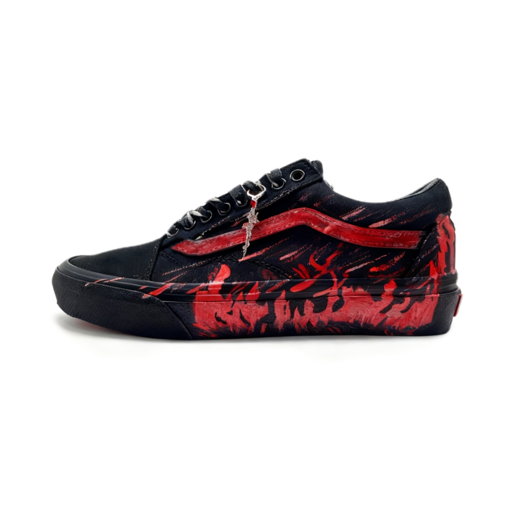

Vans Кроссовки для скейтбординга Old Skool Red Spark Low top, унисекс, черный с красными элементами