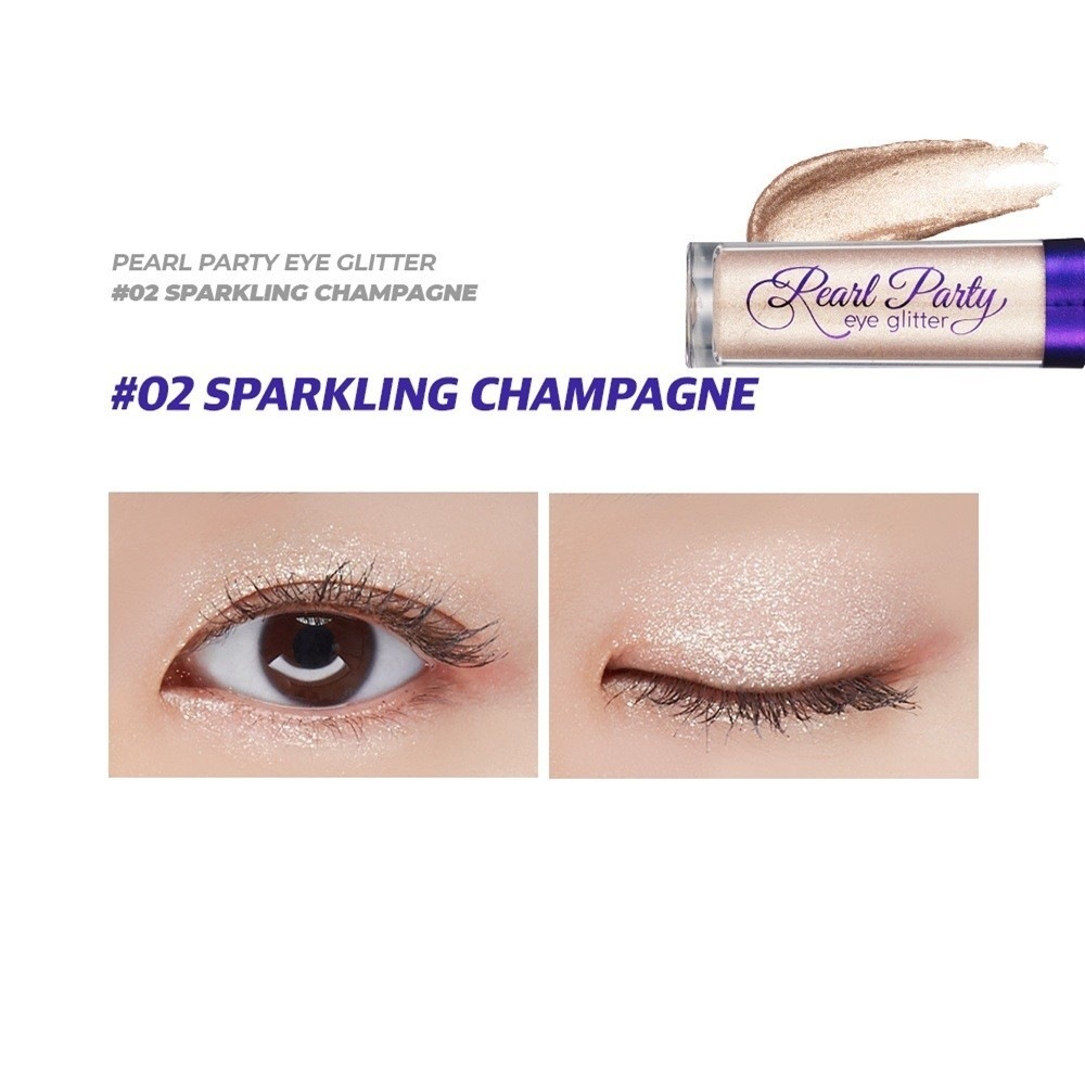 Тени для век pearl party eye glitter Bom, 03 pure pink — фото 4