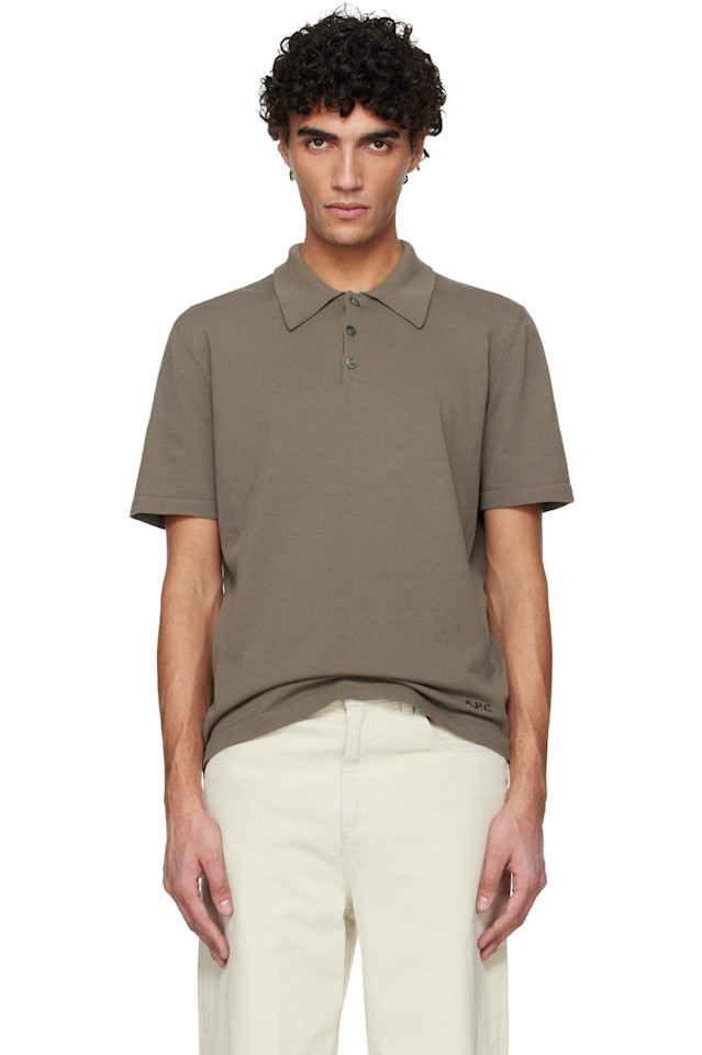 

A.P.C. Вязаная рубашка-поло цвета хаки