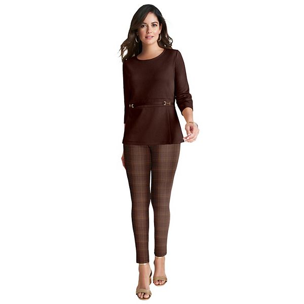 

Женские леггинсы plus size ponte Jessica London, Brown Plaid