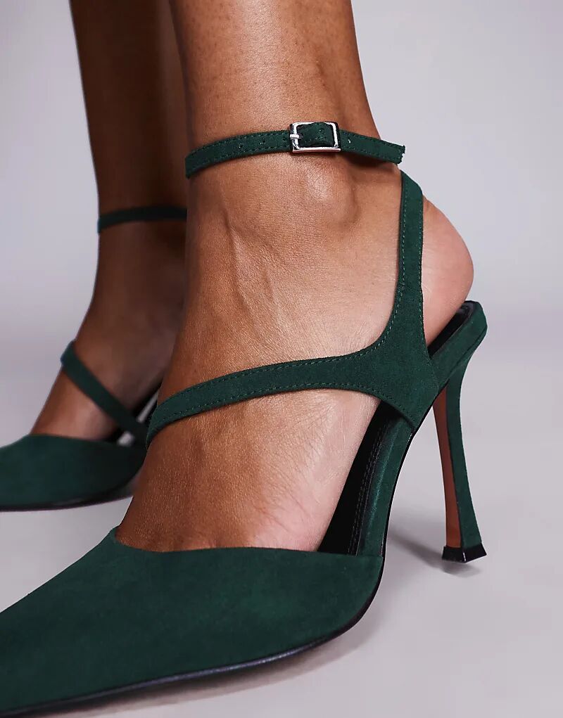Туфли на высоком каблуке из замши цвета лесной травы ASOS DESIGN Past — фото 3
