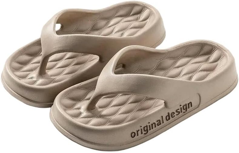 

Тапочки женские с толстой подошвой, нескользящие, однотонные, для дома, шлепанцы для ванной Dmmwcx, Coffee 44-45