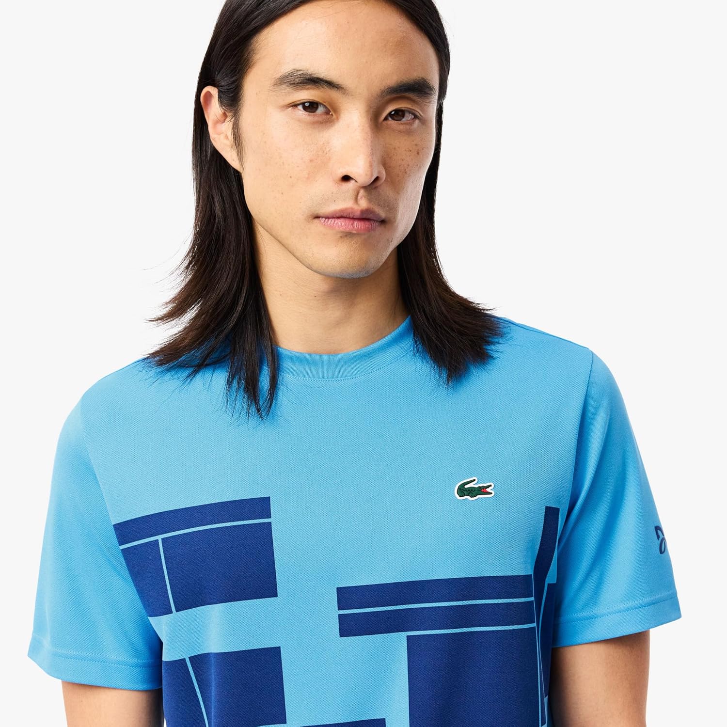 Мужская спортивная теннисная футболка Lacoste X Novak Djokovic, Argentine Blue/Globe — фото 3