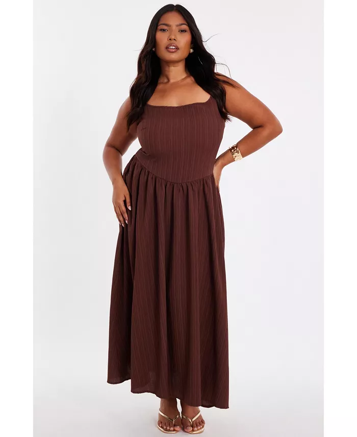 

Женское фактурное платье с заниженной талией QUIZ, коричневый