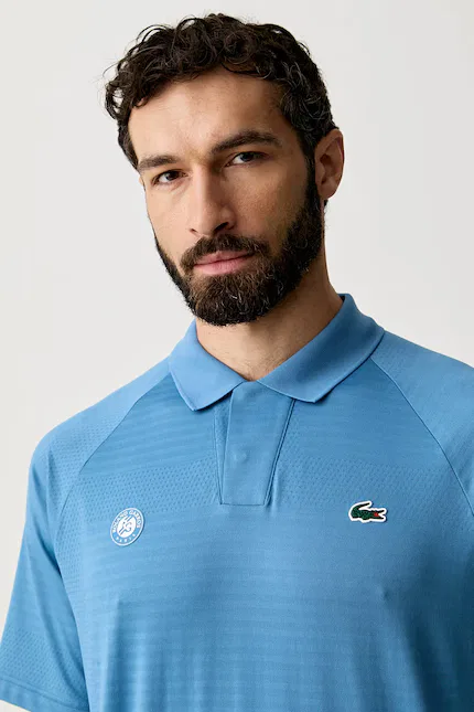 Поло с перфорацией Lacoste, синий — фото 4