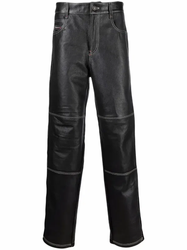 Прямые байкерские брюки Diesel, черный
