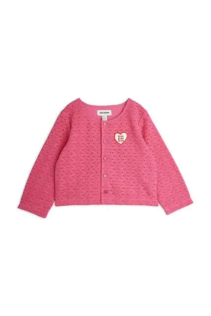 Кардиган детский на пуговицах Lace patch Mini Rodini, розовый — фото 2