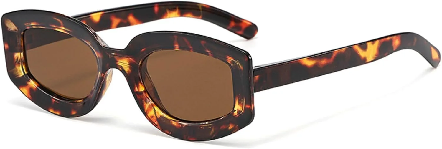 

Ретро-солнцезащитные очки овальной формы для женщин, модель «кошачий глаз», модные винтажные очки в стиле 80-х и 90-х, защита от УФ-излучения UV400 mincl, Leopard