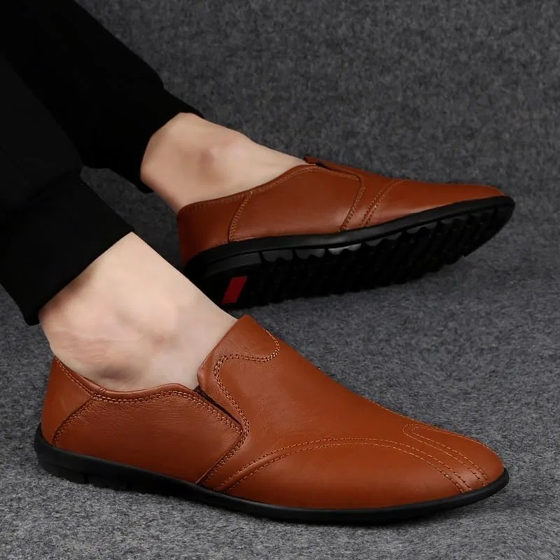 Лоферы мужские, кожаные, Loafers, Red/Brown SayfuR — фото 3