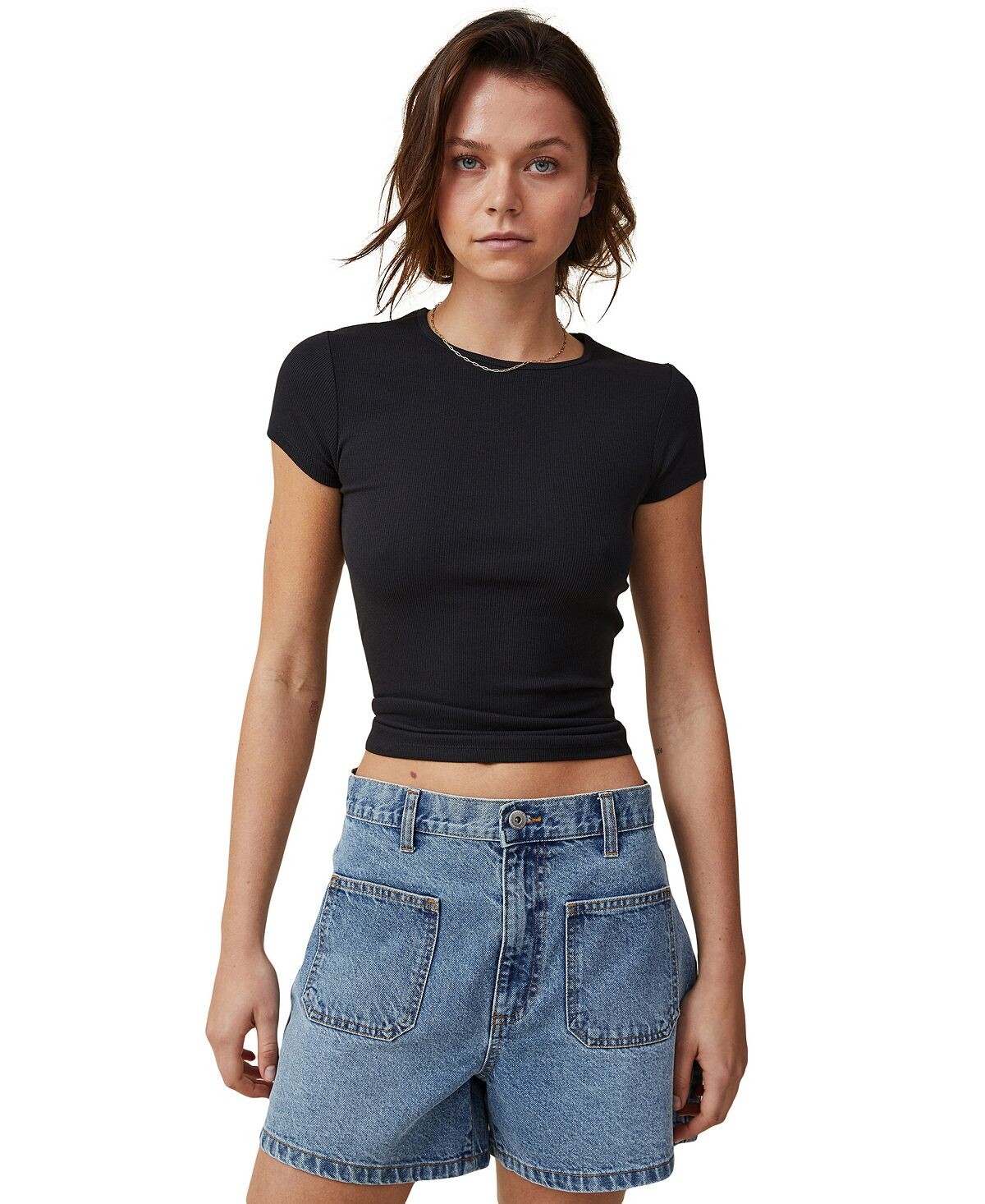 

Женская футболка The One Organic Rib Crew с короткими рукавами COTTON ON, черный