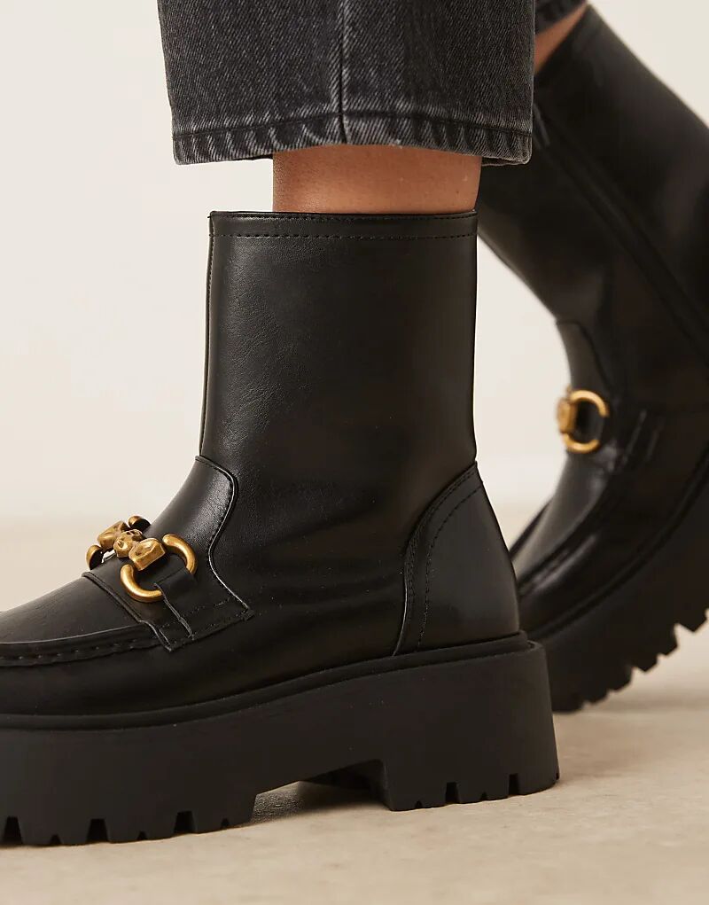 Массивные ботильоны-лоферы ASOS DESIGN April черного цвета — фото 3