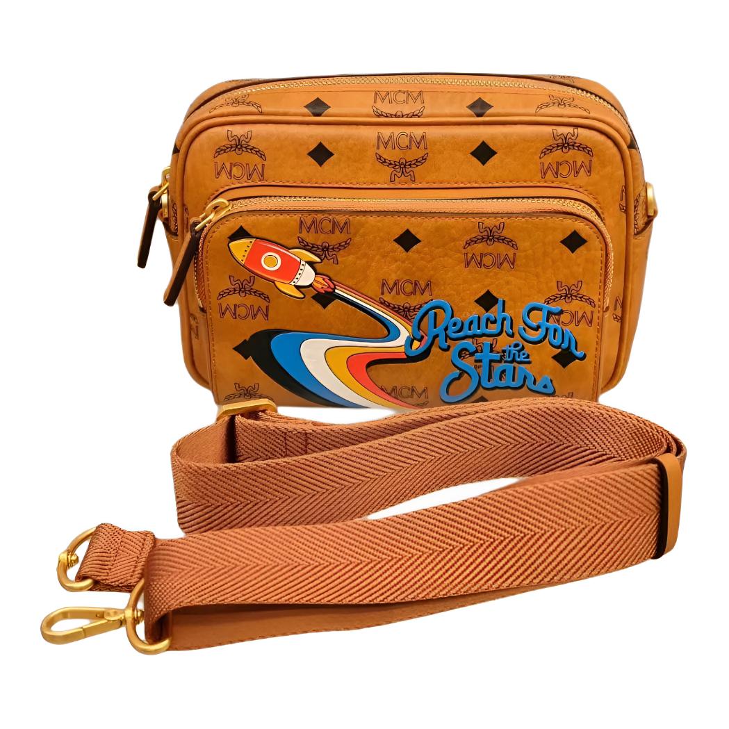 

MCM Сумка кроссбоди Aren Canvas маленькая женская коричневая из ткани и искусственной кожи