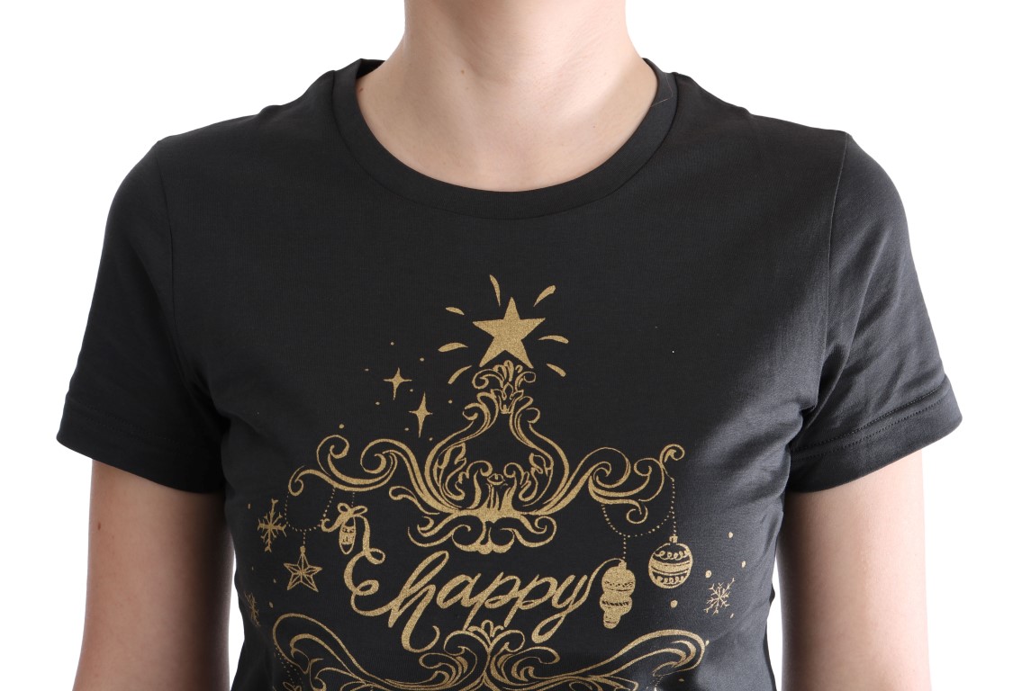 Элегантная серая хлопковая футболка с эксклюзивным принтом Dolce & Gabbana — фото 4