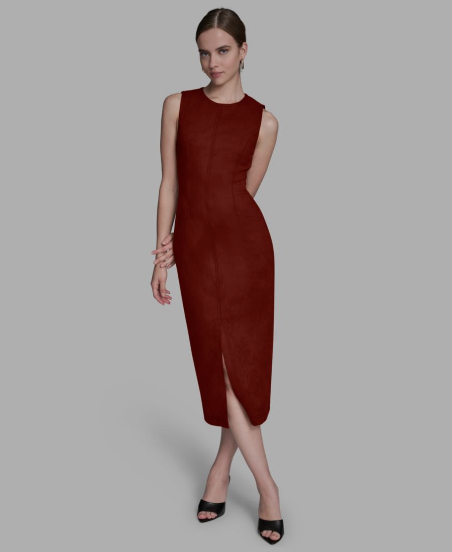 

Женское миди-платье без рукавов с круглым вырезом BCBG, Burnt Sienna