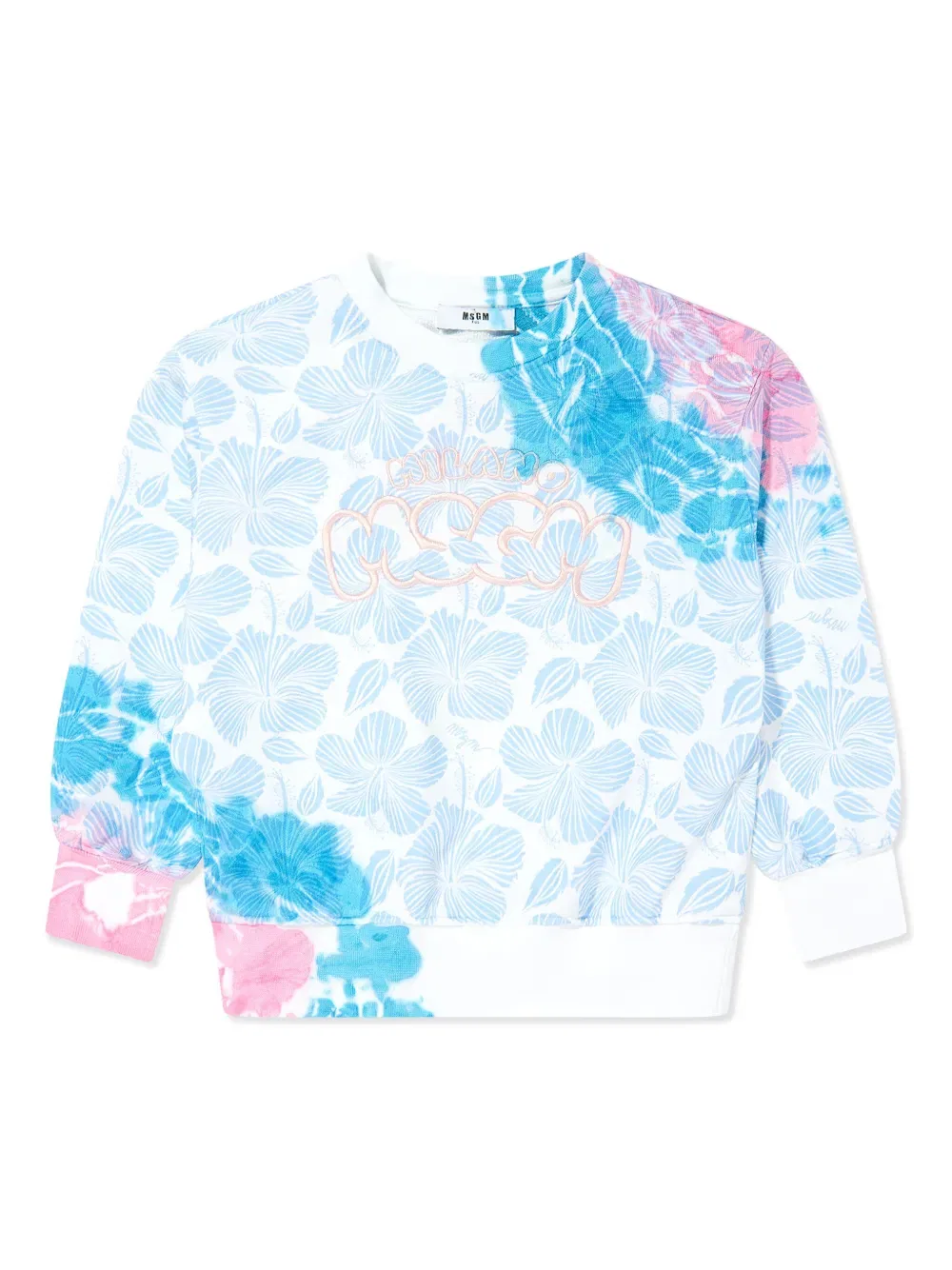 Хлопковая толстовка с цветочным принтом Msgm Kids, белый