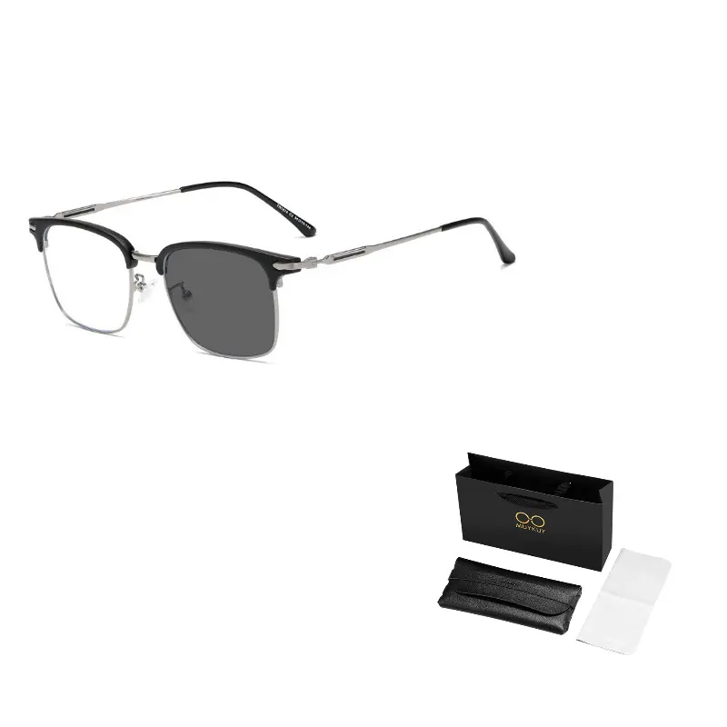 

MUYKUY Унисекс солнцезащитные очки в стиле броулайн, MK372YJ-003 Gunmetal Frame with Matte Black-Transparent Gradient Gray Lens