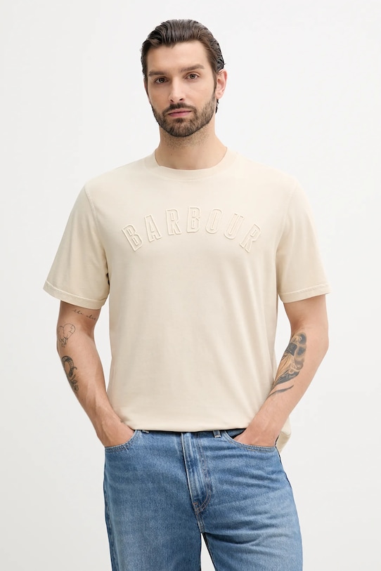

Хлопковая футболка BANFORD Barbour, бежевый