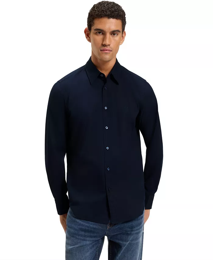 

Мужская классическая рубашка из стрейч-хлопка Hugo Boss, синий