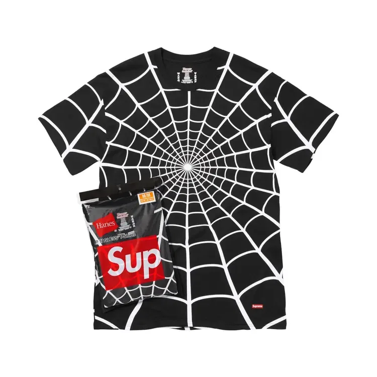 Футболки 2 штуки Supreme x Hanes Spider-Man, черный