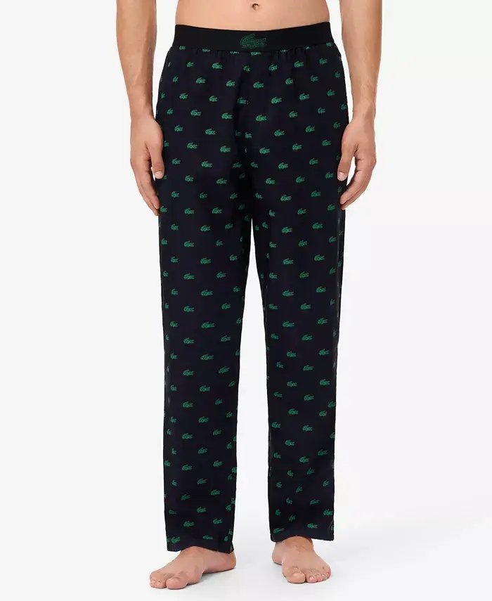 

Мужские пижамные брюки с вытканным логотипом Lacoste, черный