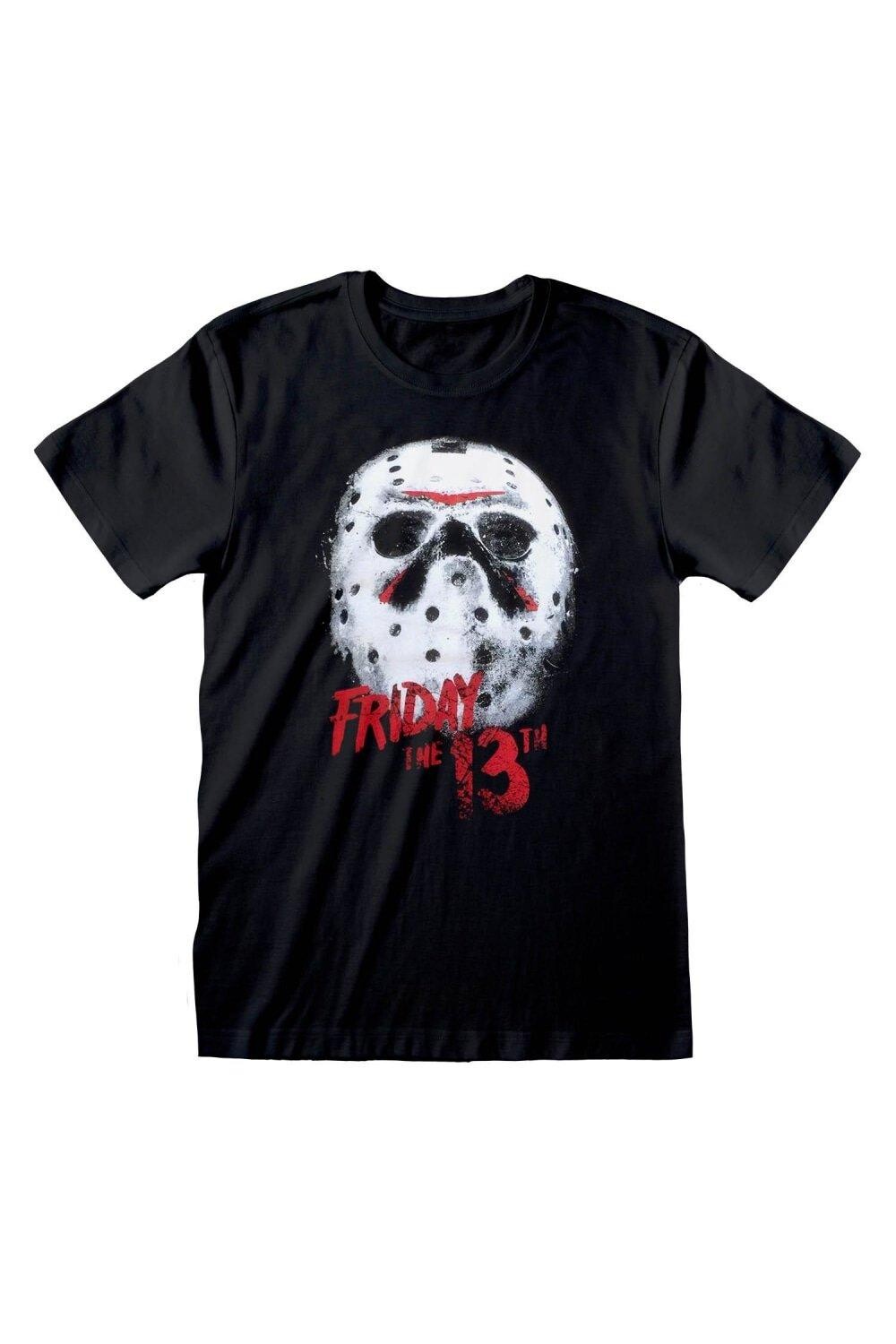 

Белая футболка с маской Friday the 13th, черный
