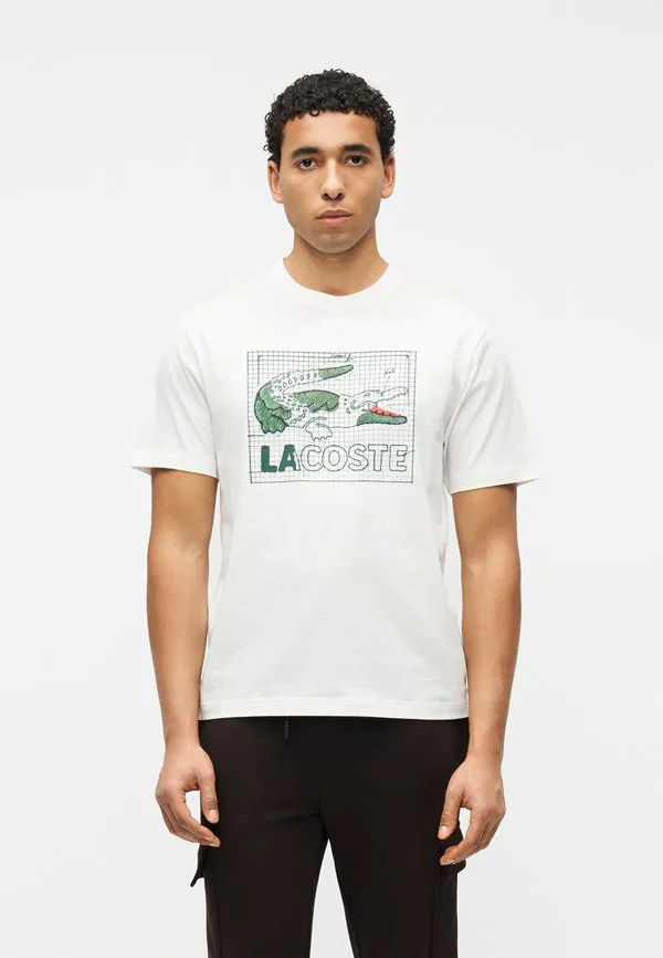Футболка Lacoste белый, с принтом, хлопок