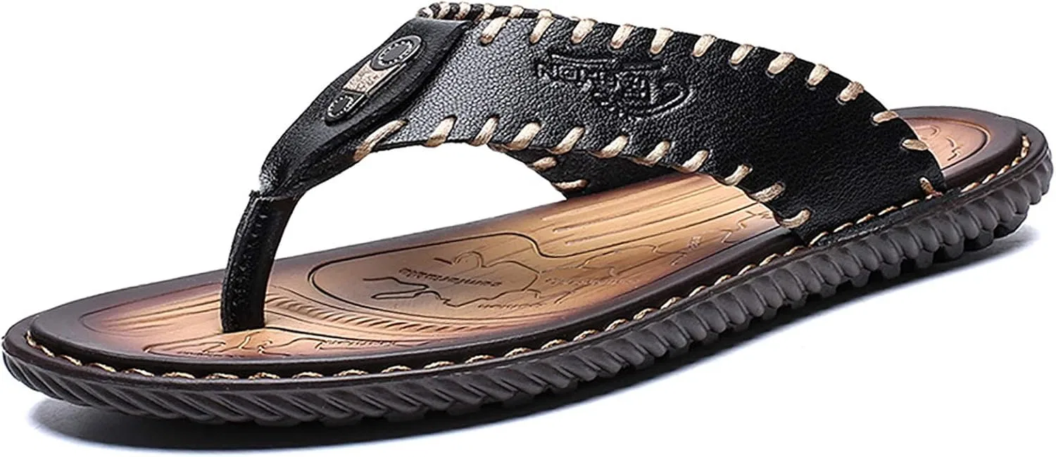 Сандалии мужские из кожи с резиновой подошвой, Black Sandals MXTSH