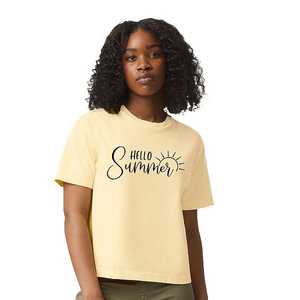 

Футболка Hello summer sun relaxed fit cropped Simply Sage Market, Butter, Зеленый, Футболка Hello summer sun relaxed fit cropped Simply Sage Market, Butter