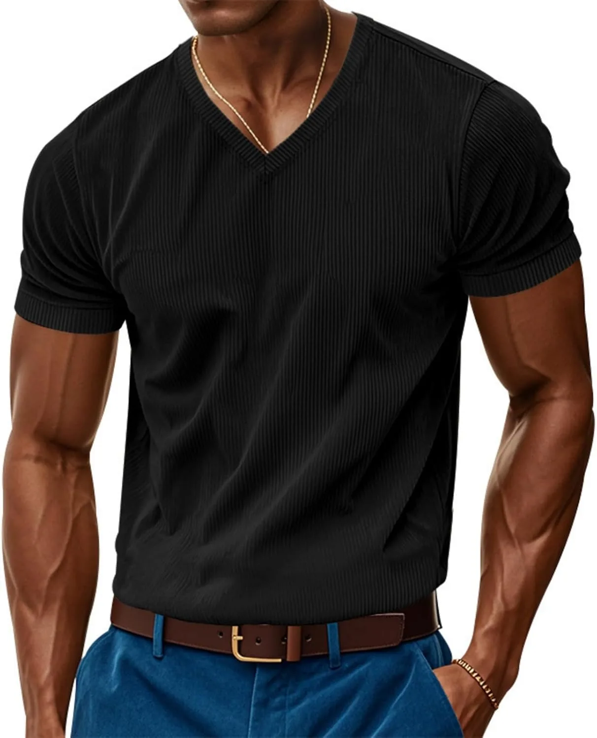 

Мужская футболка с V-образным вырезом Retro Slim Fit Quick Dry Thatrich