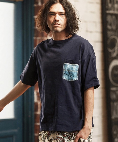 

Футболка с имитацией кармана, джинсовая CAMBIO, темно-синий