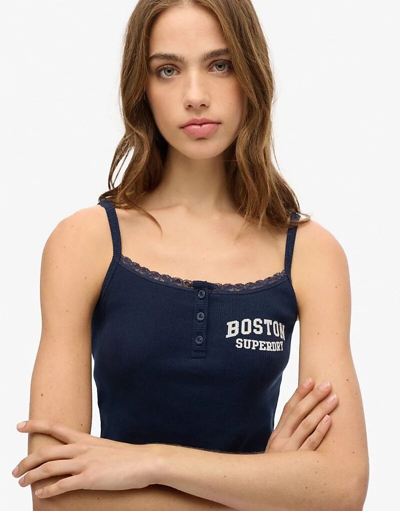 

Топ Superdry Athletic essentials с графическими пуговицами насыщенного темно-синего цвета