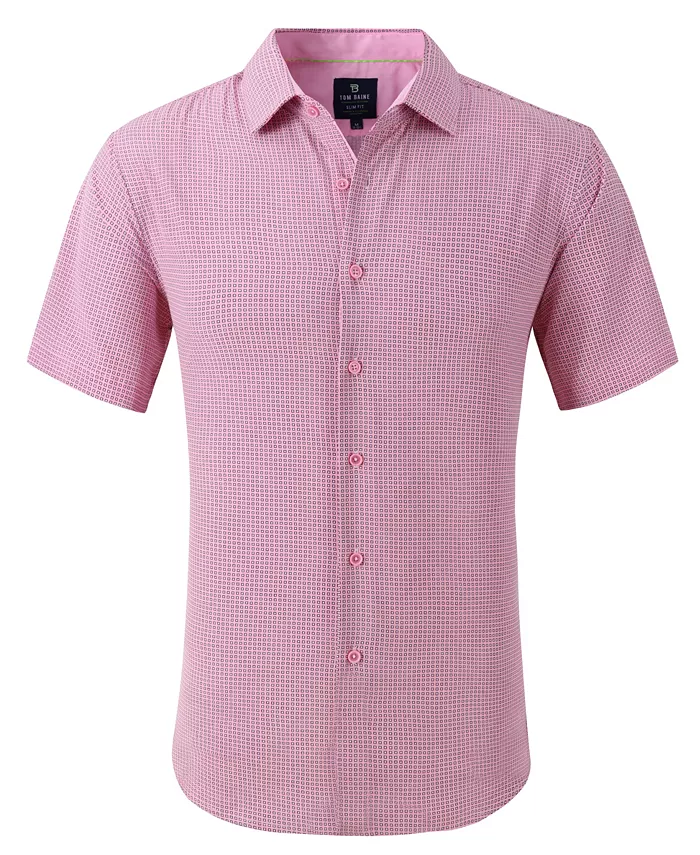 

Мужская облегающая рубашка с коротким рукавом Performance Button Down Tom Baine, розовый