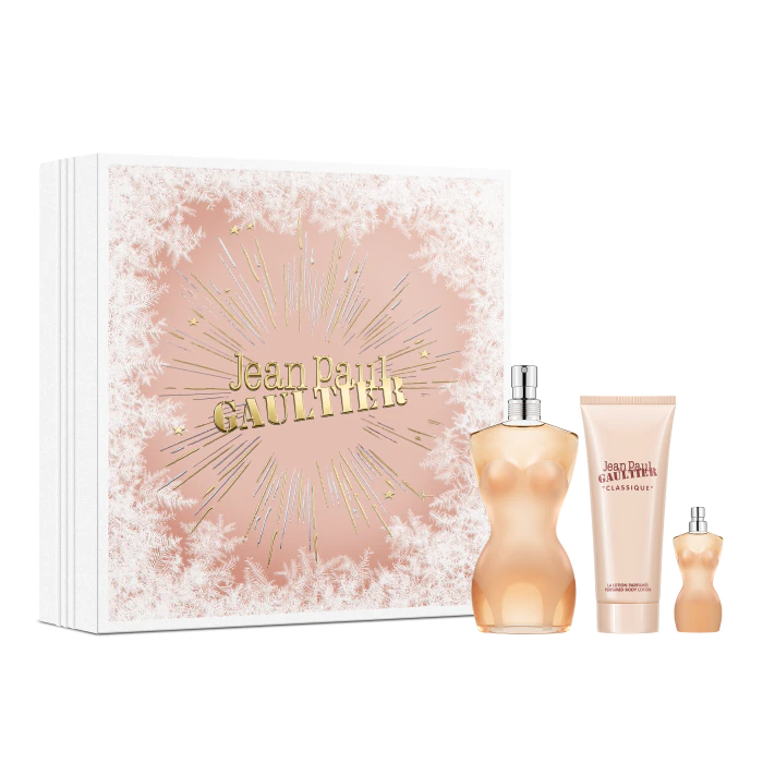 

Женская туалетная вода Classique Eau de Toilette Estuche de regalo para mujer Jean Paul Gaultier, EDT 100 ml + Body Lotion 75 ml + Mini