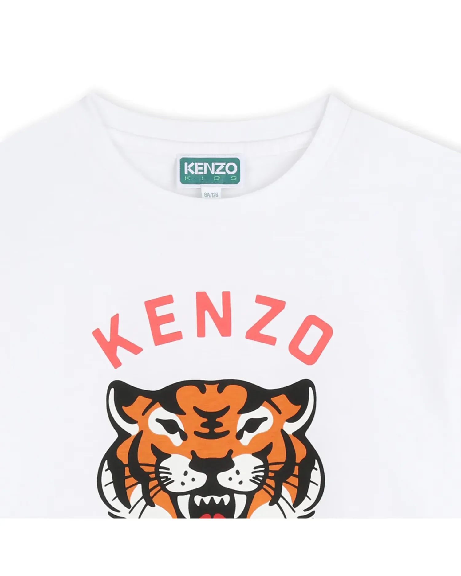 Детская унисекс футболка с французским рукавом с животным принтом из хлопка Kenzo Kids, белый — фото 2