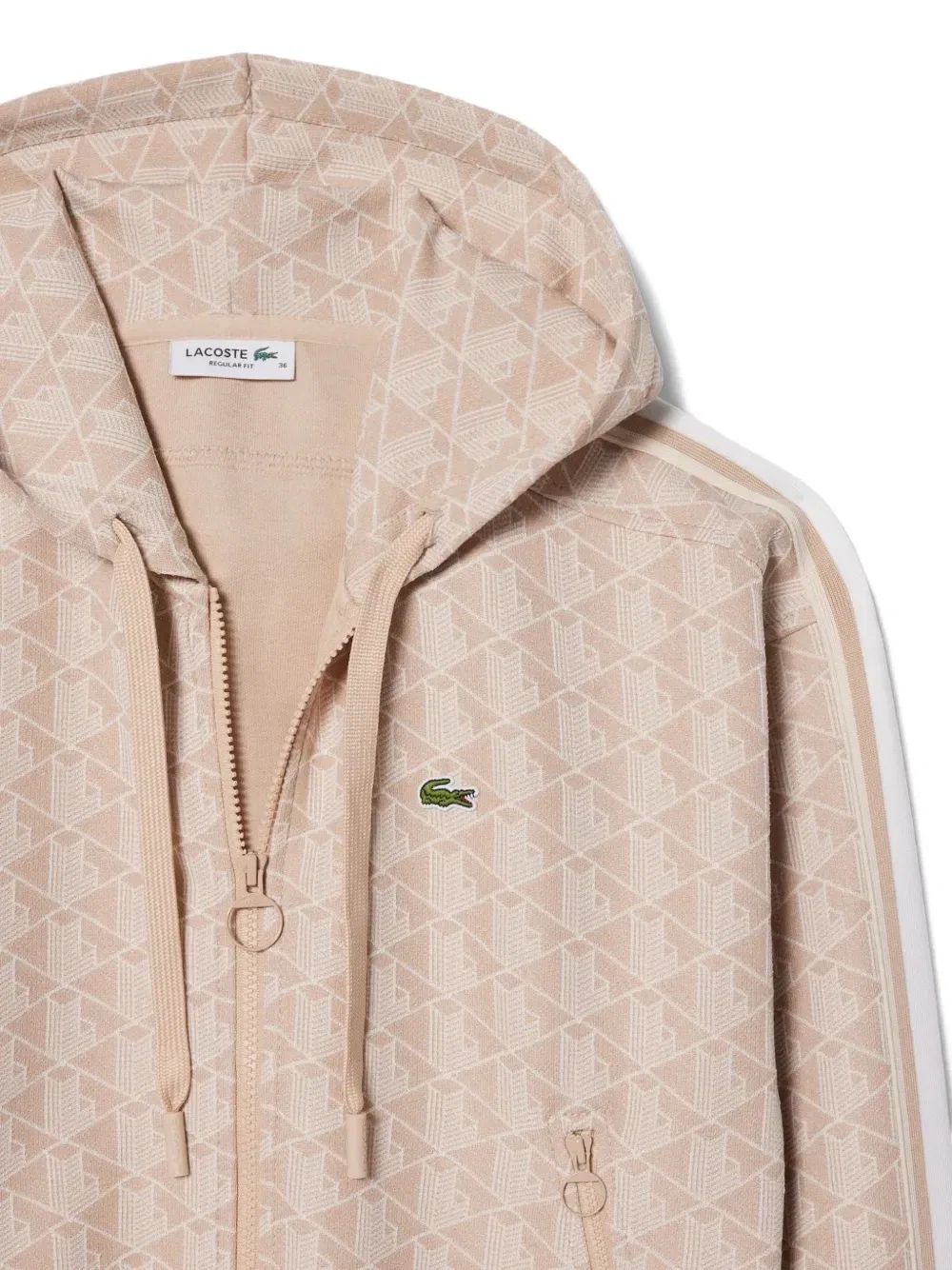Толстовка Lacoste с геометрическим узором, бежевая — фото 4