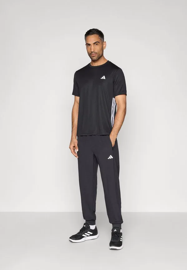 Базовая спортивная футболка "три полоски" для тренировок Adidas Performance, Black/White — фото 2
