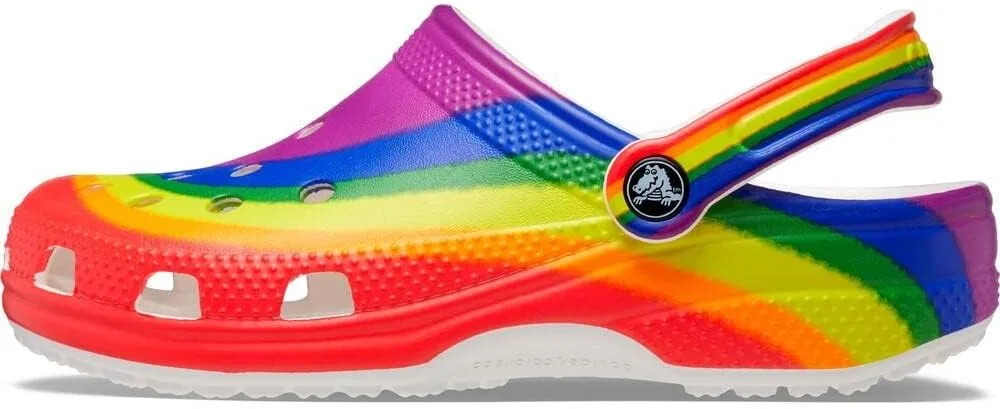 Классические деревянные сабо Crocs унисекс с цветочным принтом, 2-Rainbow Straps — фото 4