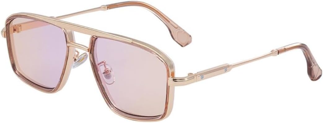 

Винтажные панк-солнцезащитные очки для женщин, роскошные модные металлические очки с двойной дужкой в ​​стиле стимпанк, защита от УФ-излучения UV400 UATXTAU, C7goldlightbrown