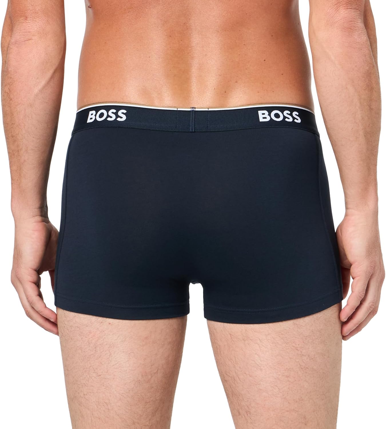 BOSS мужские трусы 3 шт, разноцветные, с крупным логотипом, Navy/Peacock Blue/Ocean — фото 3