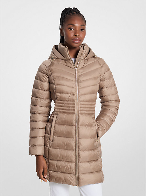 

Стеганое нейлоновое пуховое пальто Michael Kors, серый