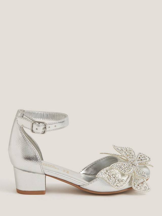 

Детские туфли на каблуке с металлизированными бабочками Monsoon, Silver