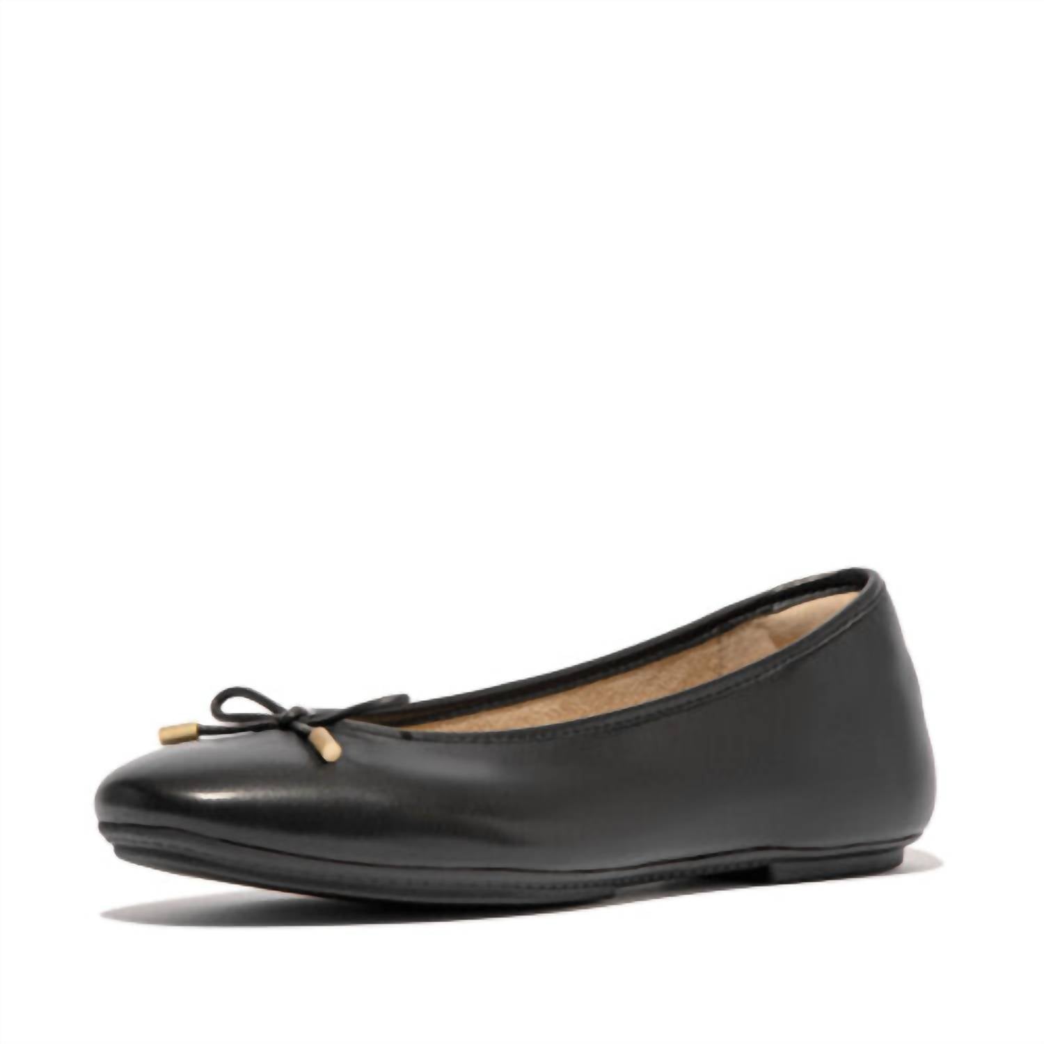 Женские балетки Delicato Bow из мягкой кожи черные Fitflop — фото 2